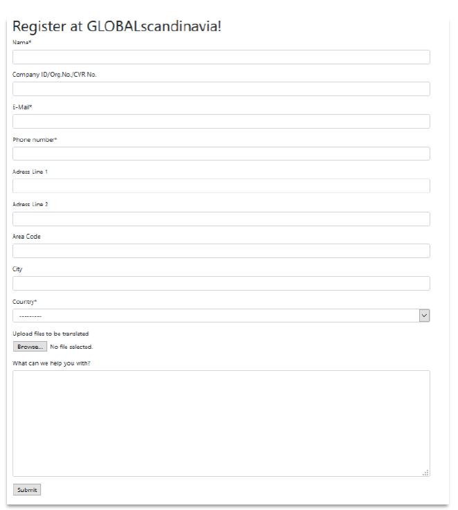 The form for collecting user input